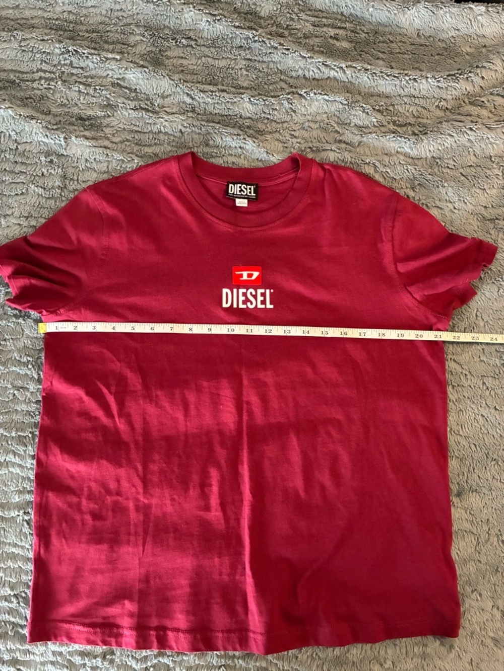 Diesel Maroon Short Sleeve Tee with White Logo - Picture 9 of 9